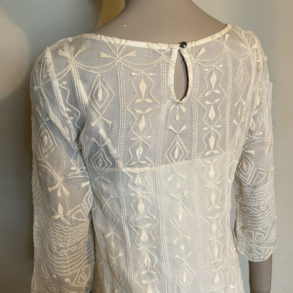 Lucky Brand boho cream embroidered lace slip dress, size XS - Picture 5 of 8